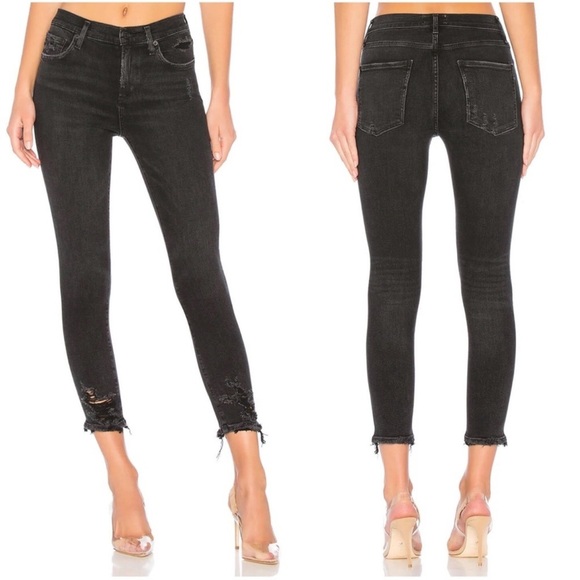 Agolde Sophie Hi Rise Crop Jeans in Temple (Black) Size 29 - Picture 3 of 12